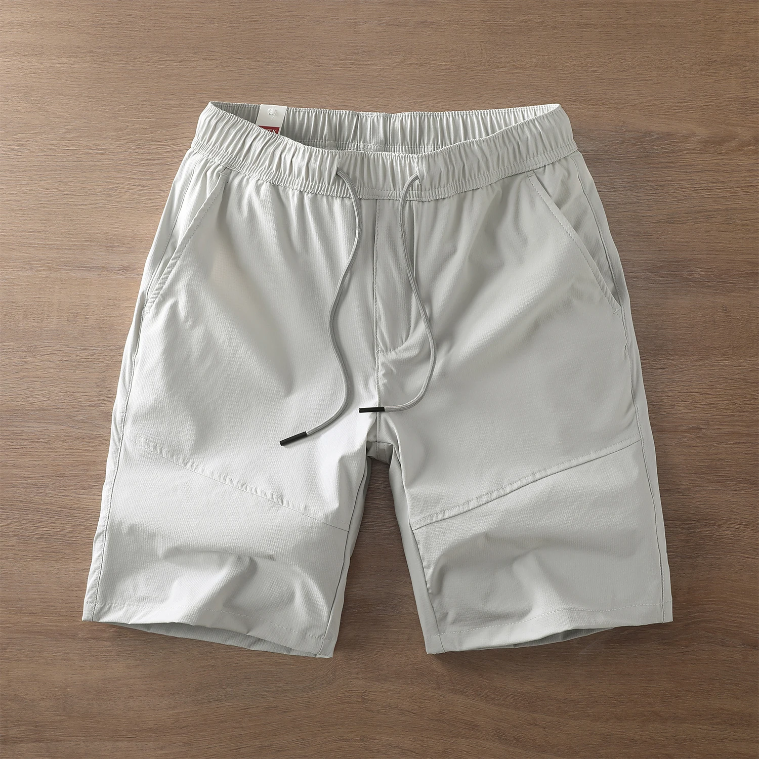 2025 Summer Thin Quick-drying Solid Color Shorts Men's Trendy Outdoor Straight Anti-wrinkle Elastic Waist Casual 5-point Pants