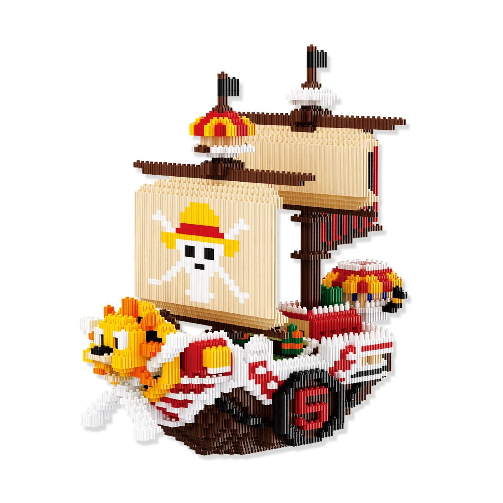 One Piece Connection Building Blocks Thousand Sunny Pirate Ship Linkgo Micro Bricks Figures For Kids Friend Christmas Gift