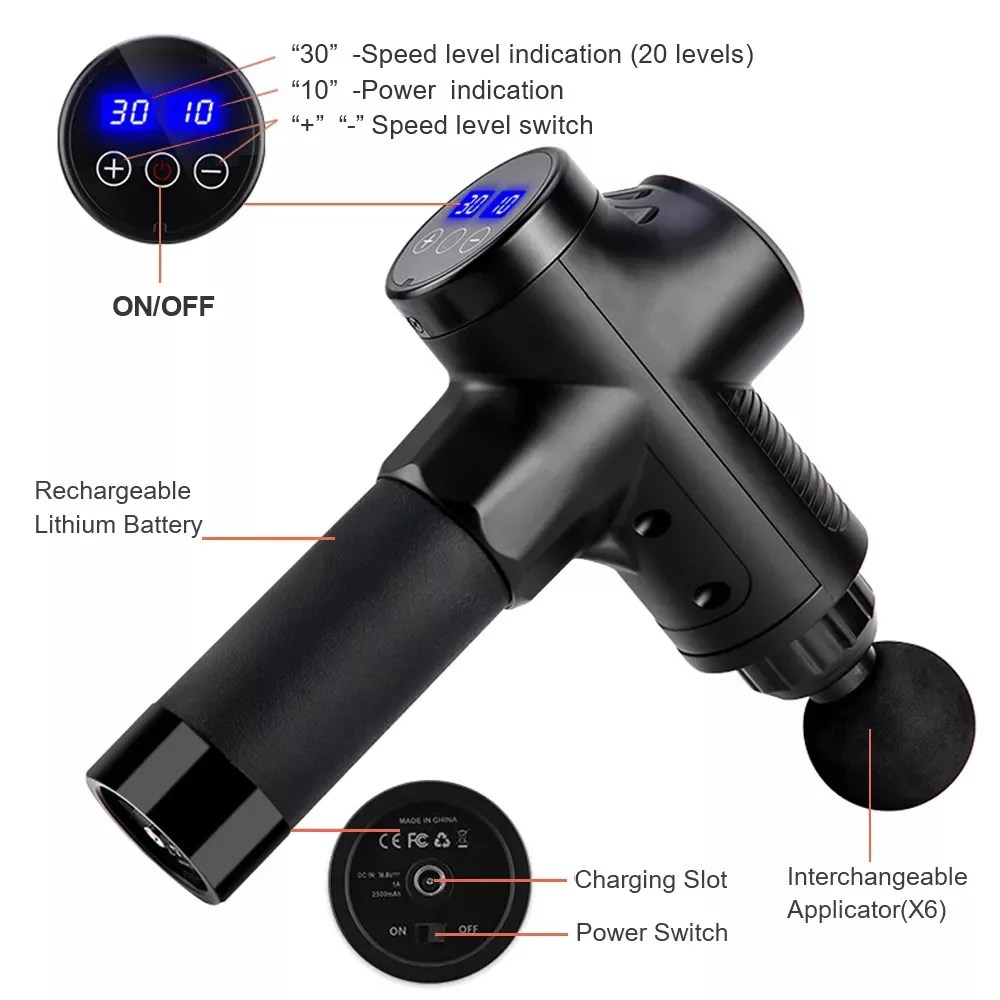 Massager Body Neck Back Deep Tissue Muscle Relaxation Pain Relief Fitness Fascial Massage Gun Electric Percussion Pistol