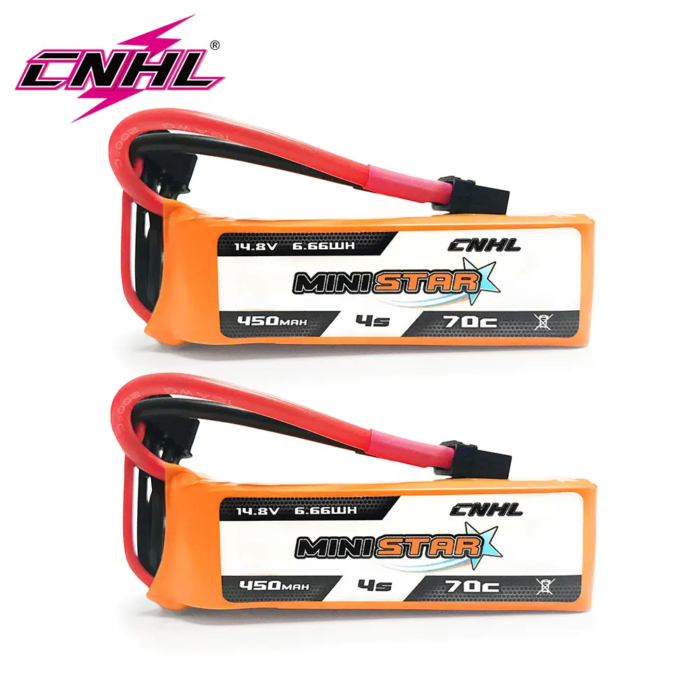 2PCS CNHL Lipo Battery 4S 14.8V 450mAh 70C MiniStar With XT30U Plug For Mini Quad RC FPV Airplane Quadcopter Drone Racing Hobby