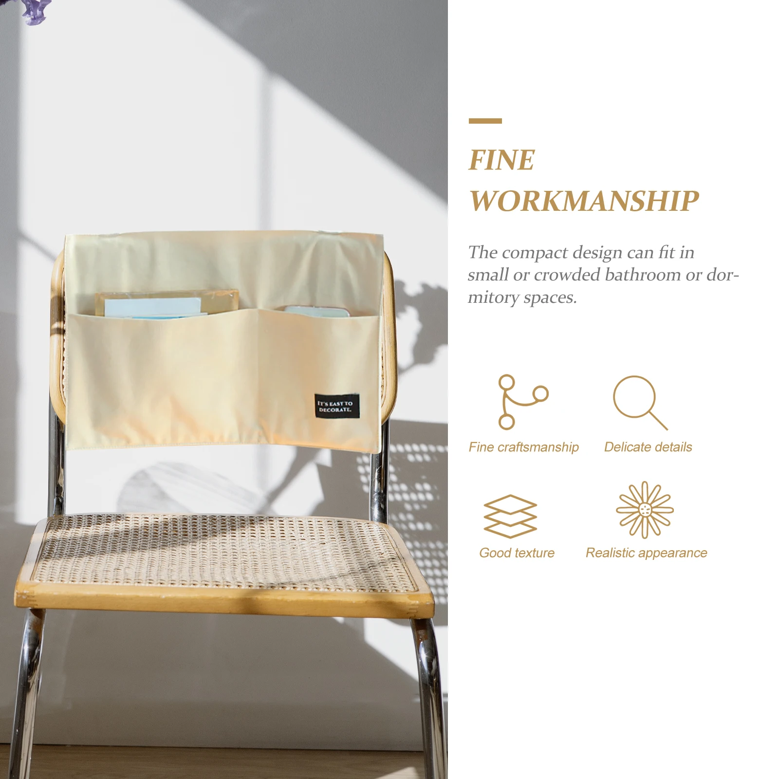 

Cotton Bedside Hanging Storage Pouch Compact Design Dormitory Bathroom ganizer Sundries Bag Easy Removal Phone Holder Chair