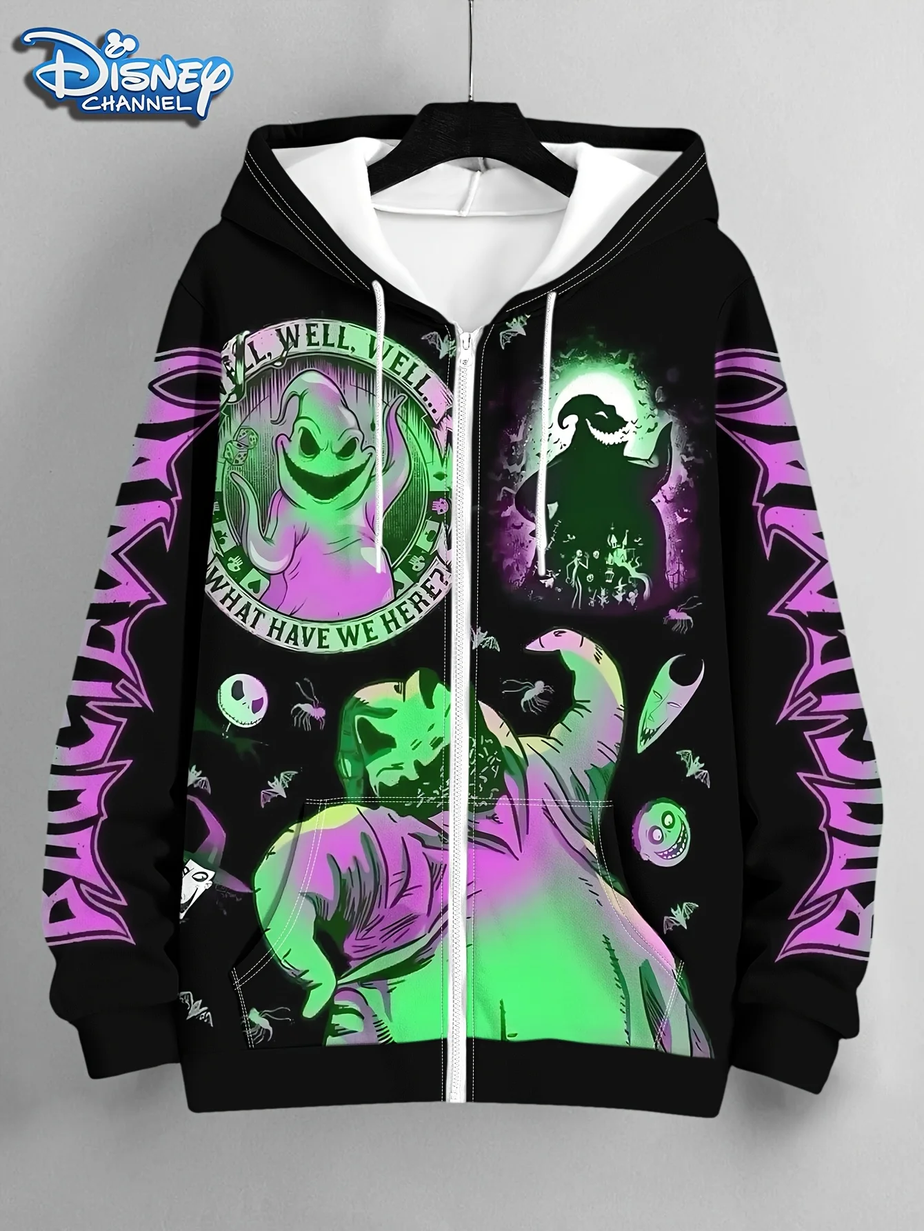 2025 خريف/شتاء جديد ديزني عشية عيد الميلاد مخيف قلنسوة بسحاب الظلام للجنسين شخصية الموضة العصرية معطف فوقي غير رسمي