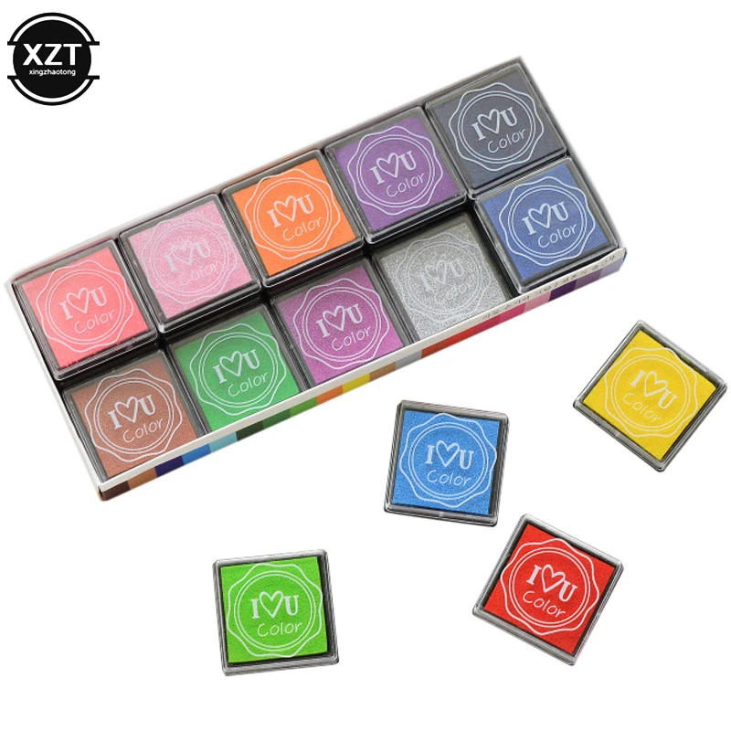 Newest Colorfull Cute Cartoon DIY ink Pad Plastic Stamp Fingerpaint inkpad for Child Scrapbooking Decoaration 20 Colors