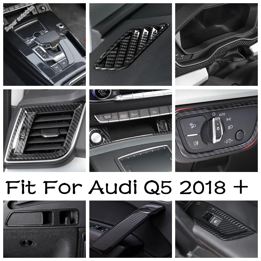 

Carbon Fiber Look Car Gear Shift Box Panel / Window lift button Cover Trim Decor Interior Accessories For Audi Q5 2018 - 2023