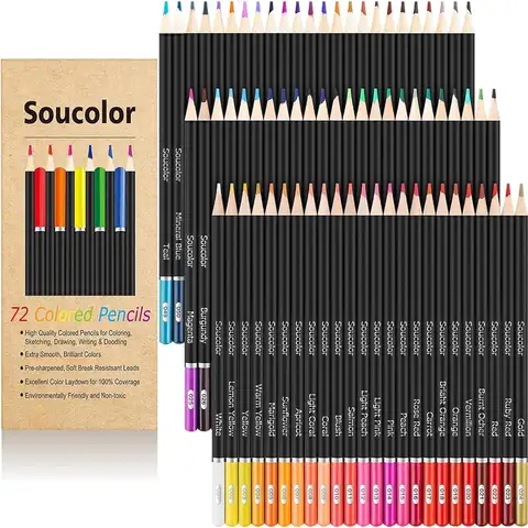 72-Color Colored Pencils for Adult Coloring Books, Soft Core, Back to School Supplies, Smooth Coloring Pencils for Kids Sketchin