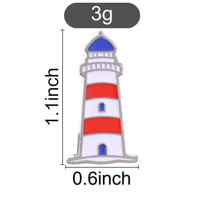 Red White Striped Lighthouse Badge Nautical Style Enamel Pins Fashion Lapel Brooches Backpack Clothes Jewelry Gift for Friends