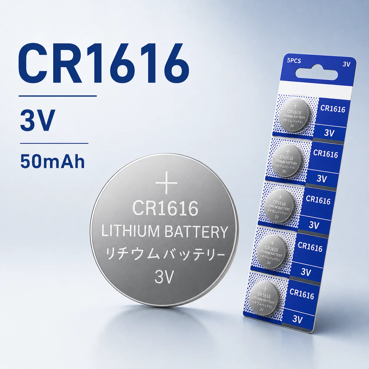 CR1616 3V 55mAh Lithium Coin Cell Battery DL1616 BR1616 5021LC LM1616 Replacement for Watch Remote Control