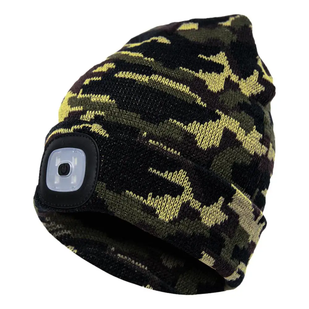 LED Knitted Hat LED Lighted Beanie Cap Unisex Knitted Beanie Head Lamp Flashlight Cycling Hat women Men Winter Hat Fishing Cap