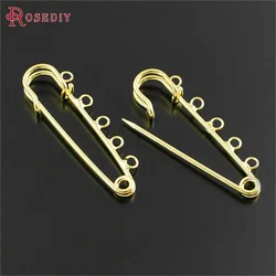 10PCS 50x13MM Wire Thickness 1.5MM Gold Color Iron Big Brooch Pins with 5 Hanging Holes Diy Jewelry Findings Accessories