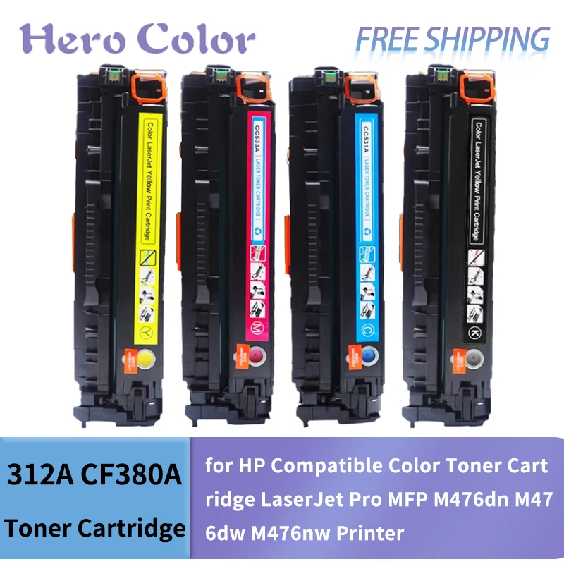 4Color 312A CF380A CF381A CF382A CF383A Toner Cartridge Compatible for HP Color LaserJet Pro MFP M476dn M476dw M476nw Printer