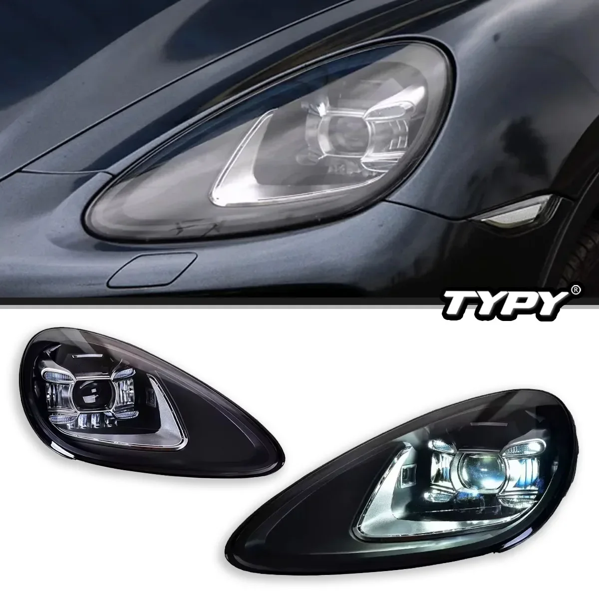 

2 PCS Car Accessories Headlights Assembly for Porsche Cayenne 2011-2017 Front Lamps Upgrade New Style Plug n Play
