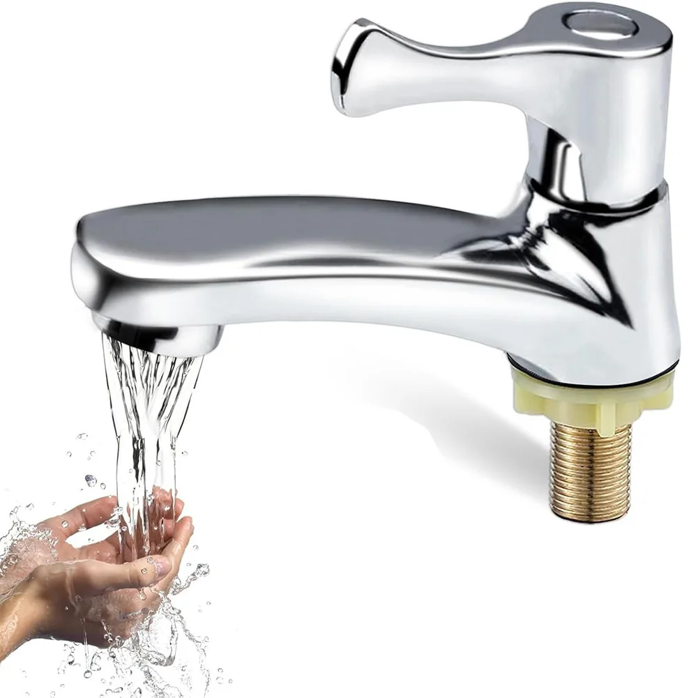 

Cold Water Tap for Guest Toilet Zinc Alloy Material Single Hole Mount Threaded Fitting Modern Aesthetic Water Efficient