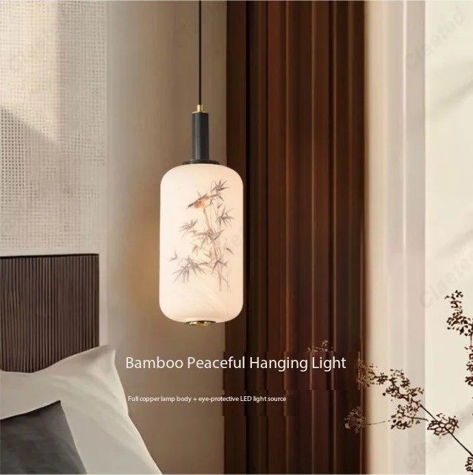 

New Chinese LED Copper Glass Chandelier Living Room Dining Room Bar Porch Study Bedroom Bedside Decorative Lighting