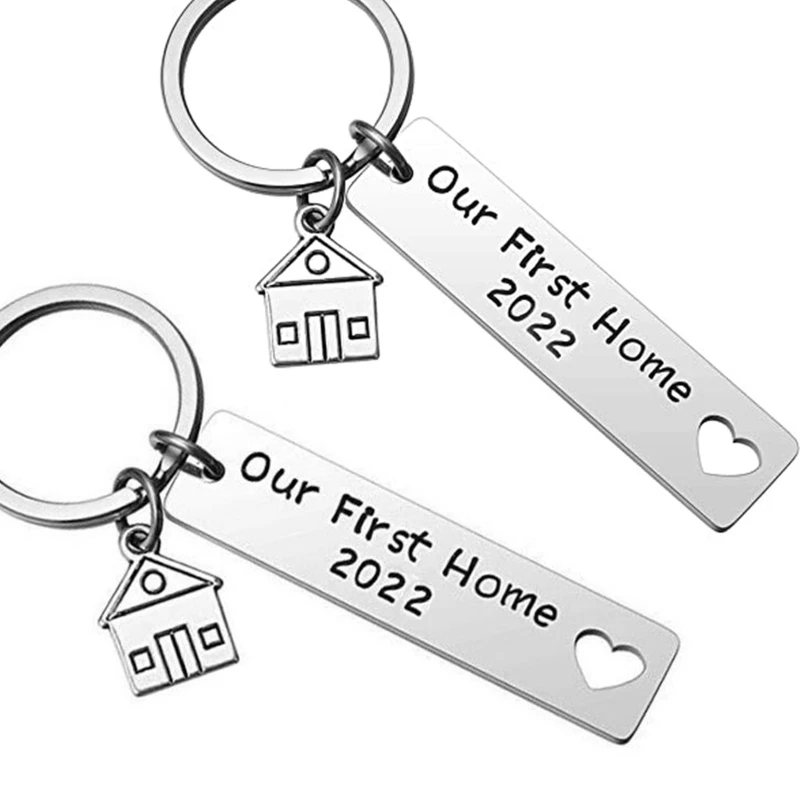 2pcs New Home New Adventures Keychain Housewarming Gift for New Homeowner House Keyring Moving in for Key Chain