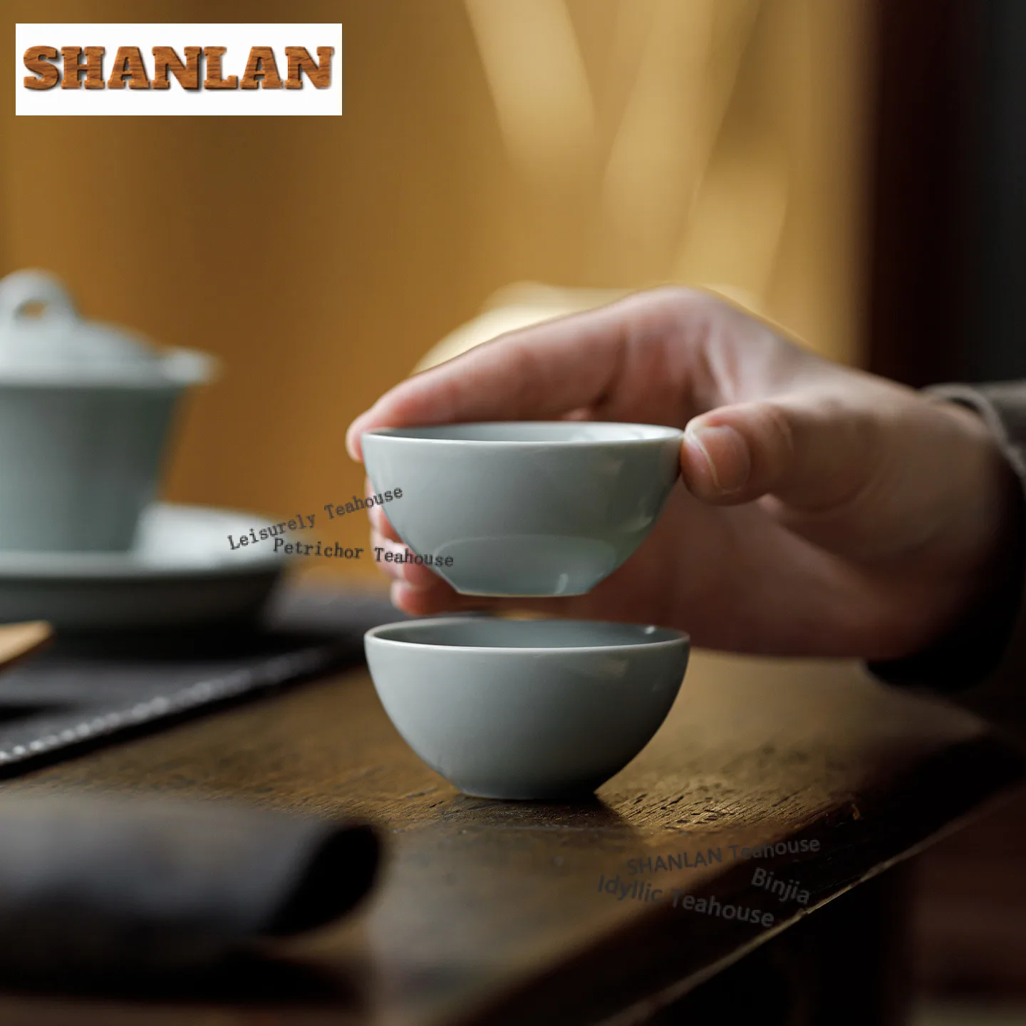 

2pc/lot Sky-blue Ru Kiln Teacup Japanese Tea Bowl Sample Tea Cup Tea-tasting Meditation Cup Jianzhan Master Cups Drinkware 45ml