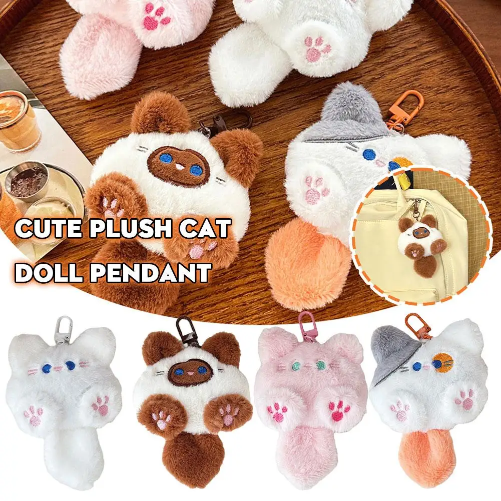 Cute Plush Kitten Doll Pendant Creative Soft Fluffy Couple Small Gift Key Decoration Keychain Bag Plush Animal Chain G7T2