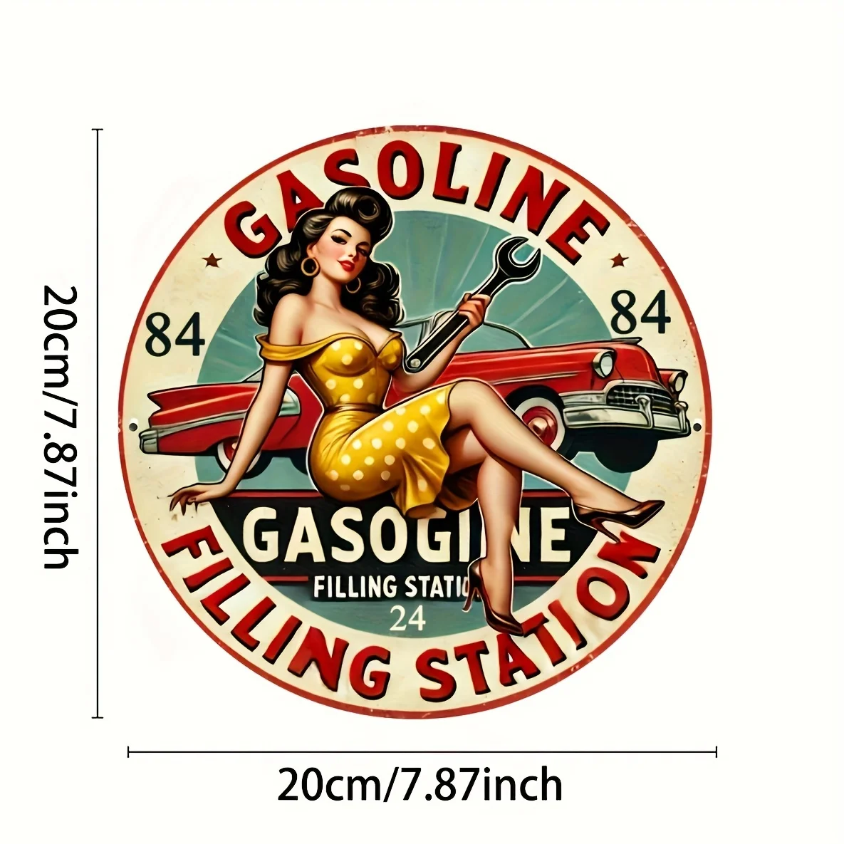 One Piece Vintage Round Metal Aluminum Sign, Gas Station Sign, Wall Art Decor, Funny Iron Painting, Vintage Sign Garage Wall Dec