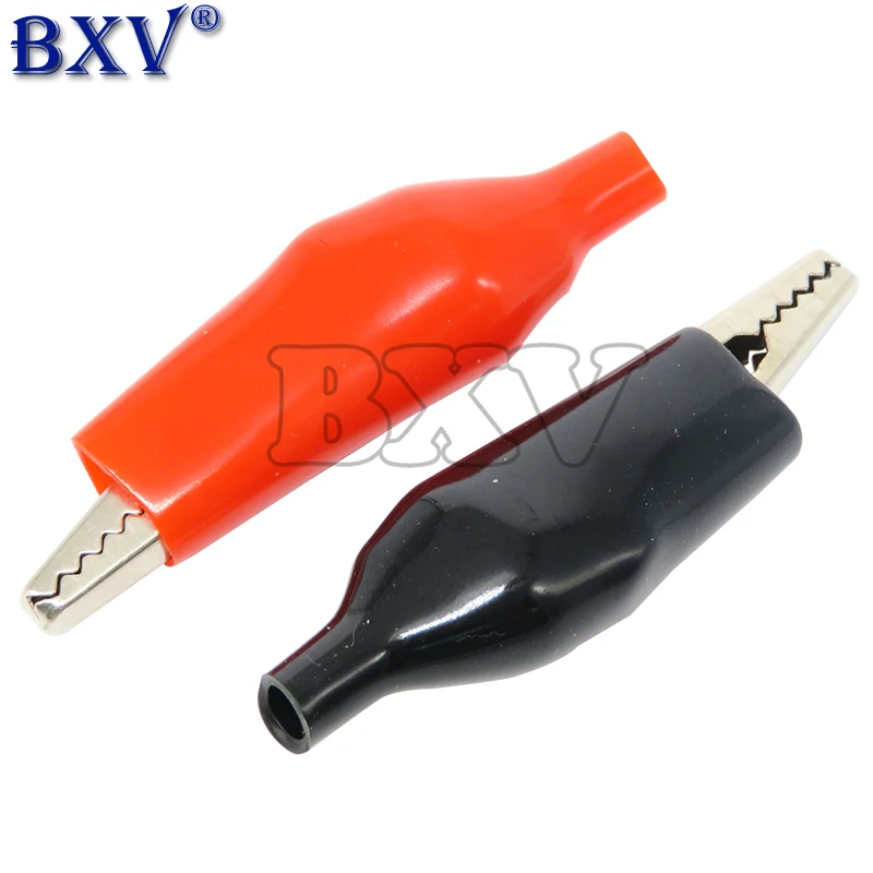 10Pcs 45Mm Alligator Clip Krokodil Elektrische Clamp Testen Probe Meter Zwart Rood Met Plastic Boot Power Test Clip nieuwe
