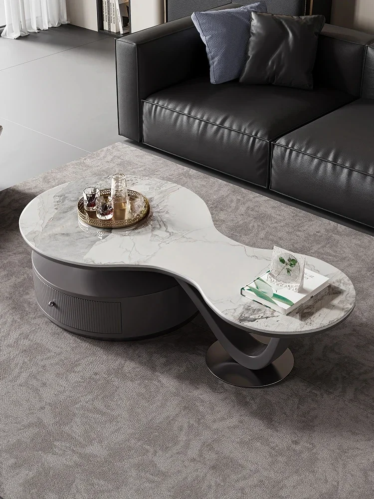 A  Stone Plate Coffee Table Light Luxury Home Living Room Small Apartment Minimalist High Sense  Modern Minimalist