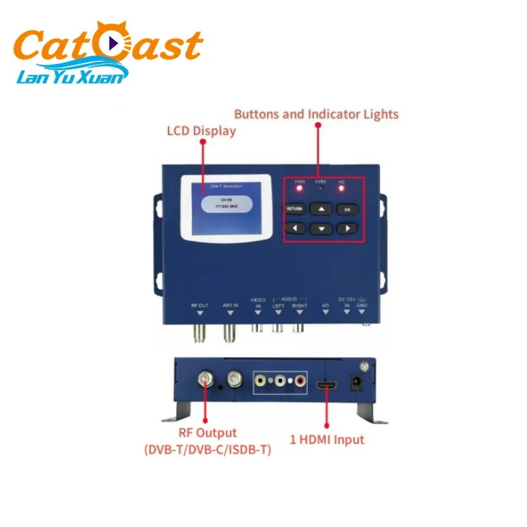 Compact DVB-T DVB-C ISDB-T RF Modulator with Single HD AV Input for Home Entertainment