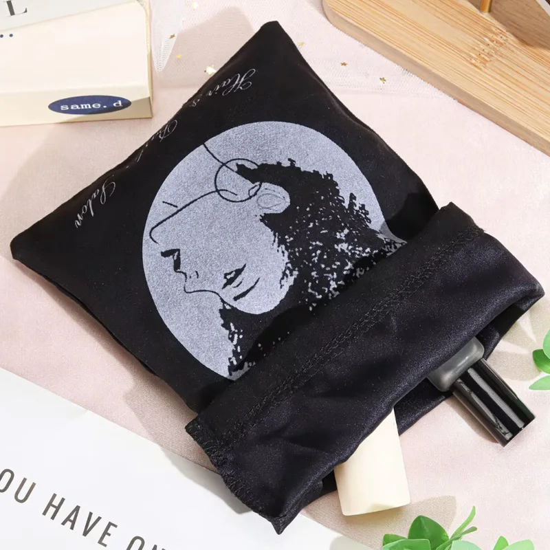 

Черный бархатный мешок на шнурке, косметический мешок для хранения средств по уходу за кожей, фланелевой мешок для пыли с принтом логотипа