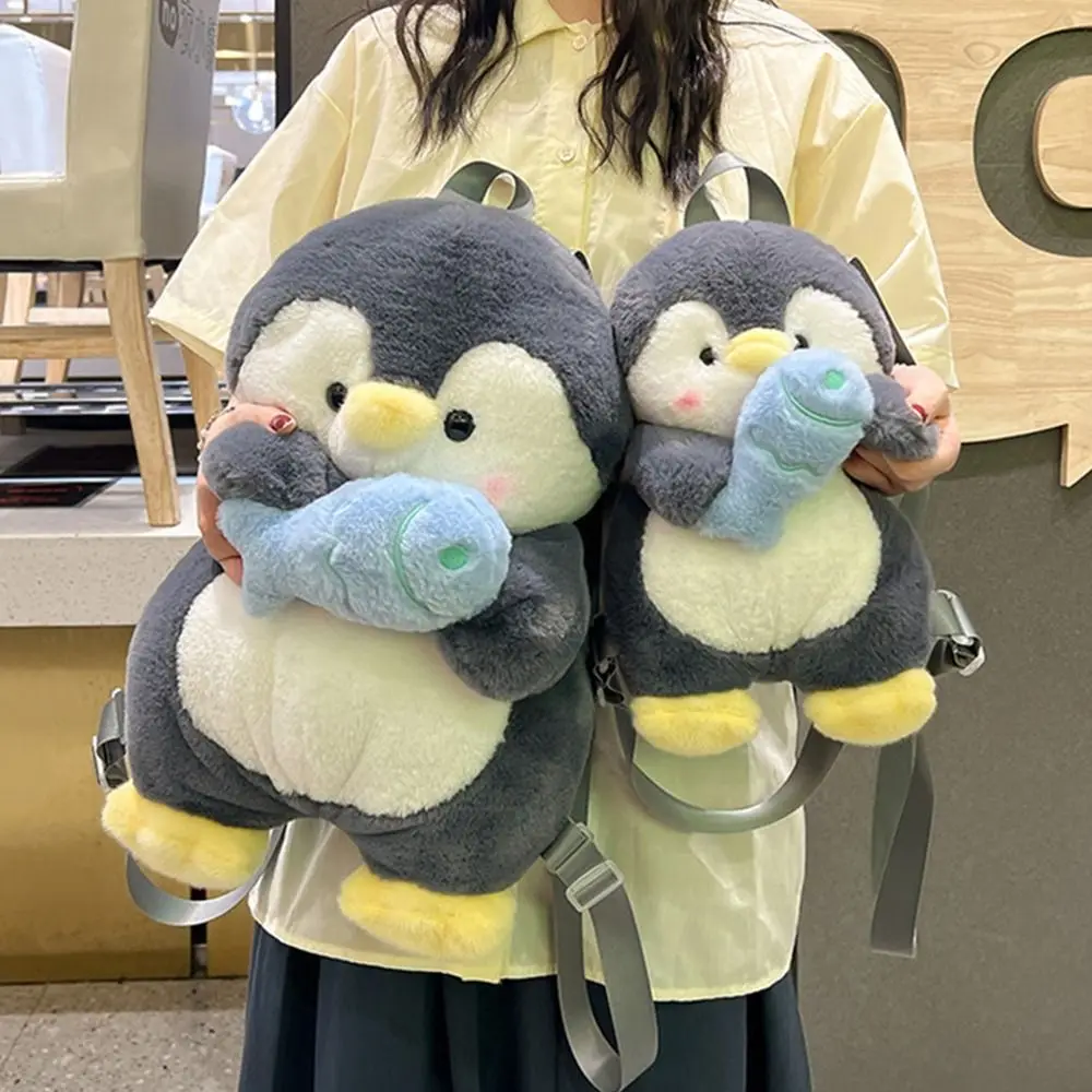 Creative Plush Toy Penguin Backpack Doll Plush Children School Bag Large Capacity JK Lolita Animal Shoulder Bag Girls