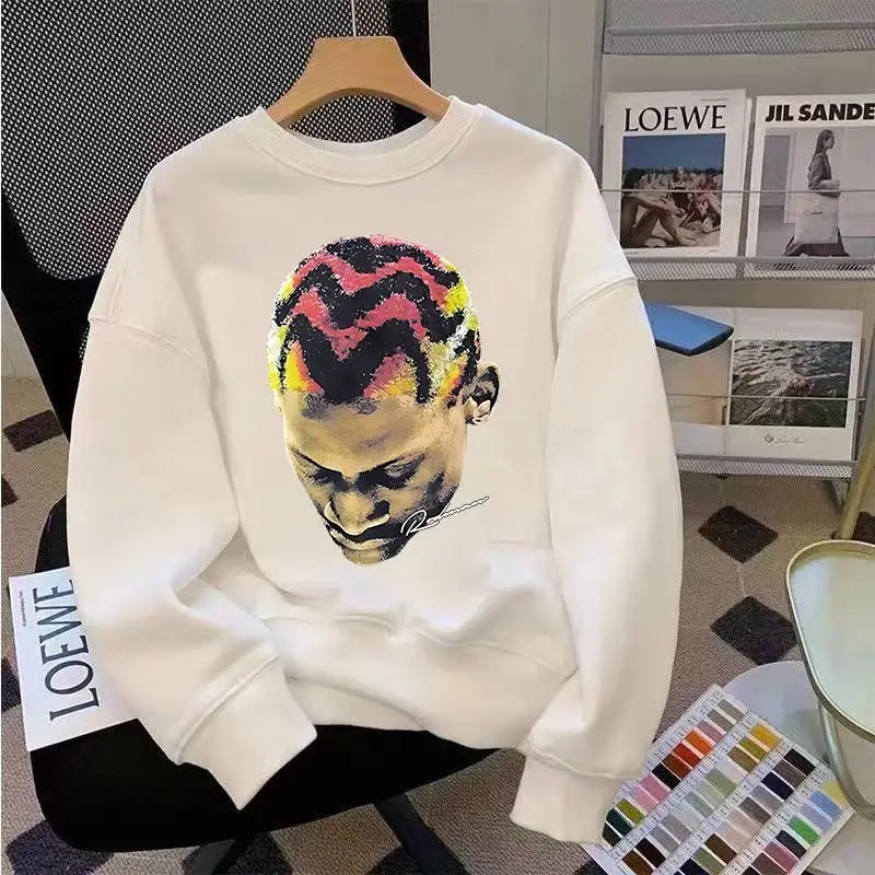 

Американский High Street Rodman с принтом осенне-зимнего размера, мужской и женский свитер с круглым вырезом, повседневная толстовка с длинными рукавами