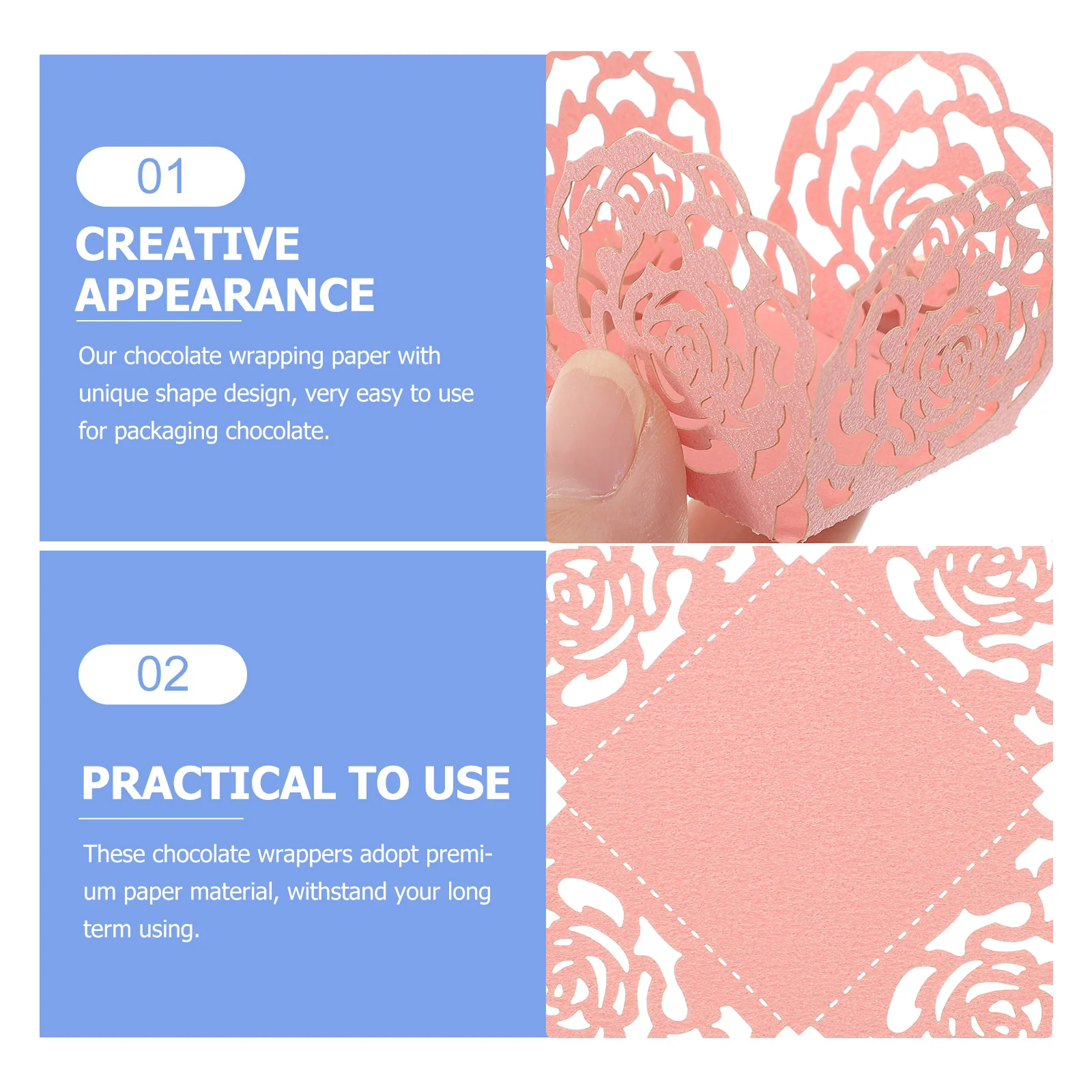 

50Pcs Chocolate Wrappers Hollow Rose Decorative Candy Packaging Cups Wedding Party Small Chocolate Cups Candies Cup