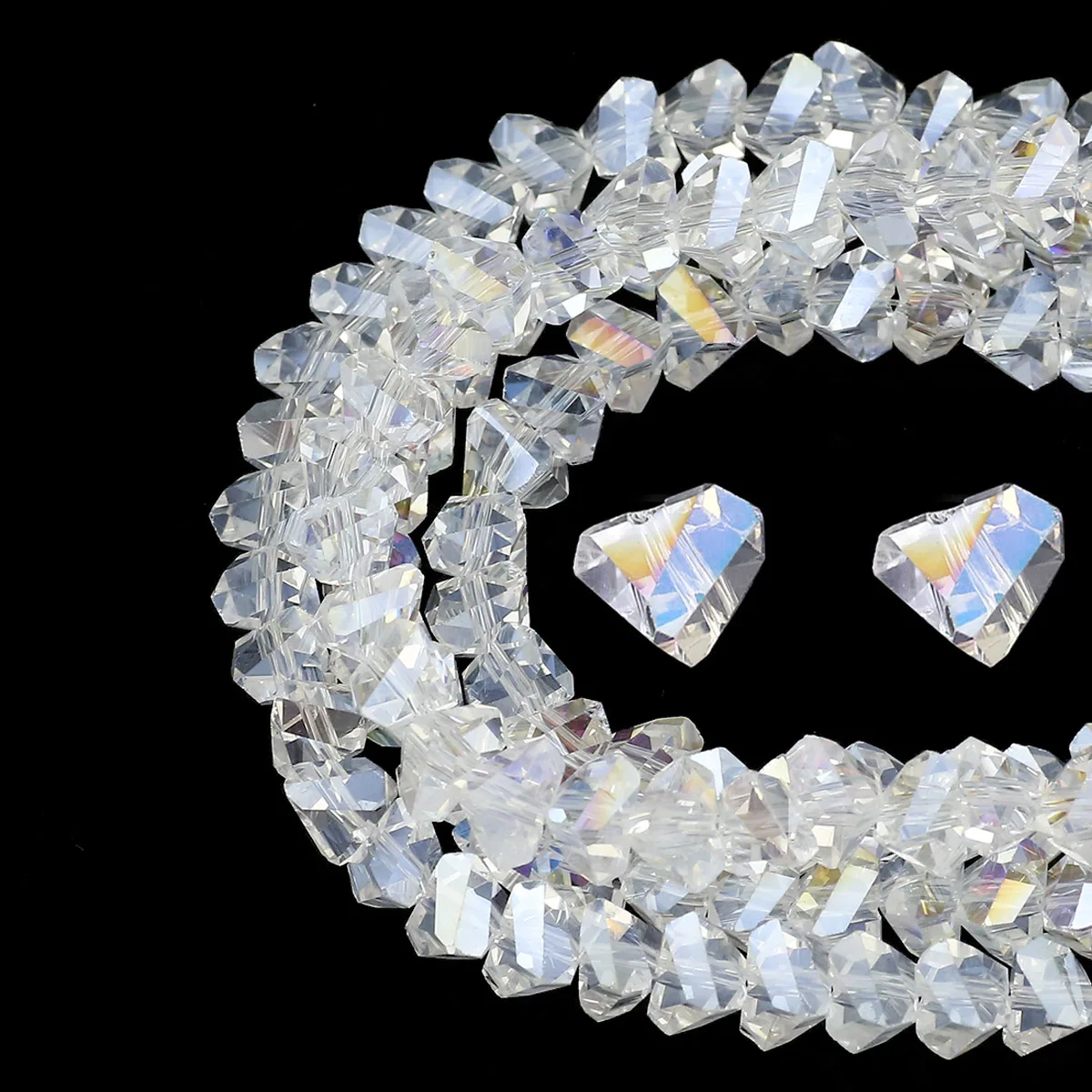 1Strand Triangular Austrian Crystal Glass White AB Color Spacer Beads For Handmade Jewelry Making DIY Bracelet Necklaces 4/6/8mm