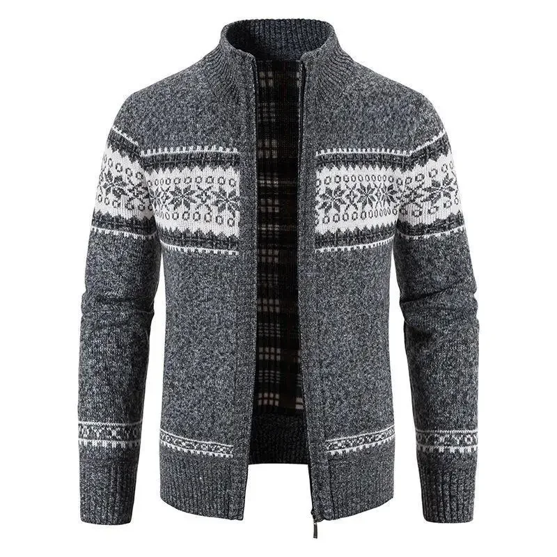 Men's Cardigan 2023 Autumn Winter New Stand Collar Zipper Sweater Coat Jacket Male Clothing Cotton Thick Warm Cardigan Sweater