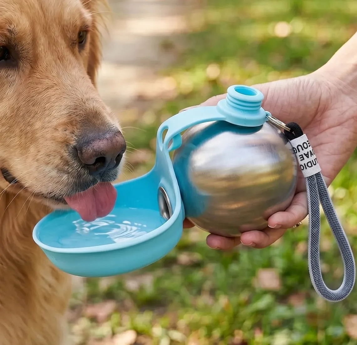 2-in-1 Tragbare Hundetrinkflasche aus Edelstahl mit Silikonschüssel, Faltbarer Trinkbecher für Reisen, Spaziergänge und Wanderungen