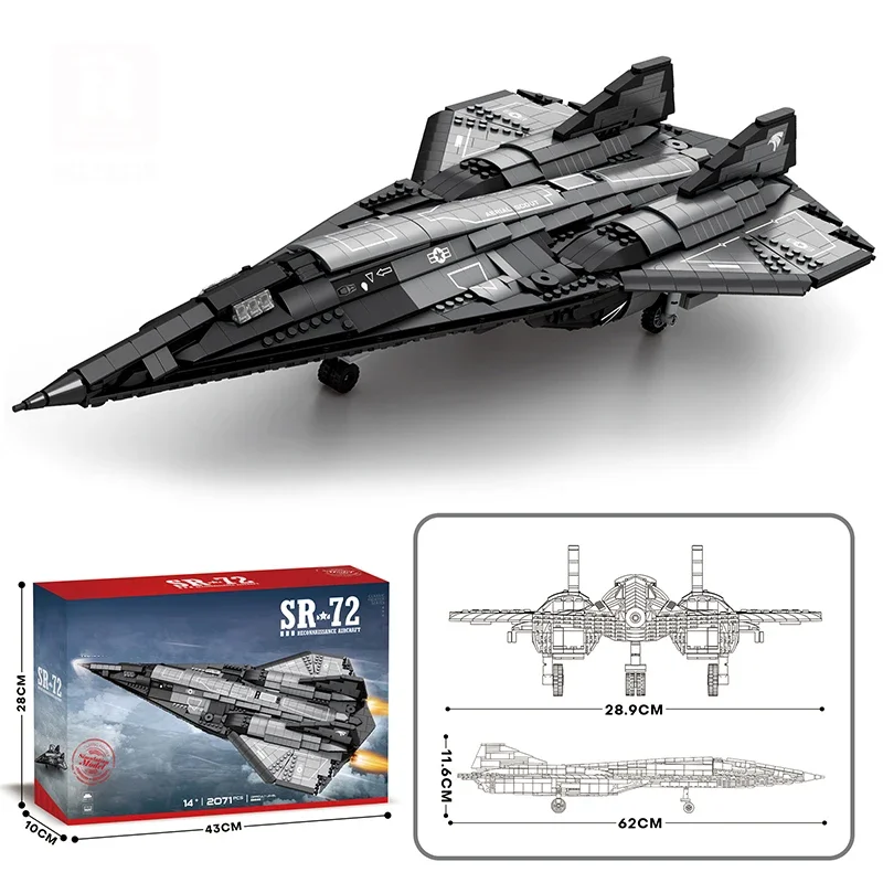 

2071PCS SR-72 Supersonic Jet Fighter Building Blocks Air Force Reconnaissance Aircraft Model Bricks Desktop Display Kids DIY Toy