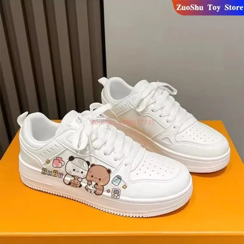 Originale Panda Bubu E Yier Piccole Scarpe Bianche Carino Bubu E Dudu Cartoon Panda Orso Modello di Bambola Ragazza Ragazzo Coppia Scarpe Regalo