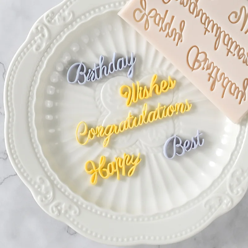 

Luyou "Happy Birthday" 3D Silicone Fondant Cake Mold Decorating Mold Baking Tool Pastry Mold Fondant Sugar Craft Tools FM1467