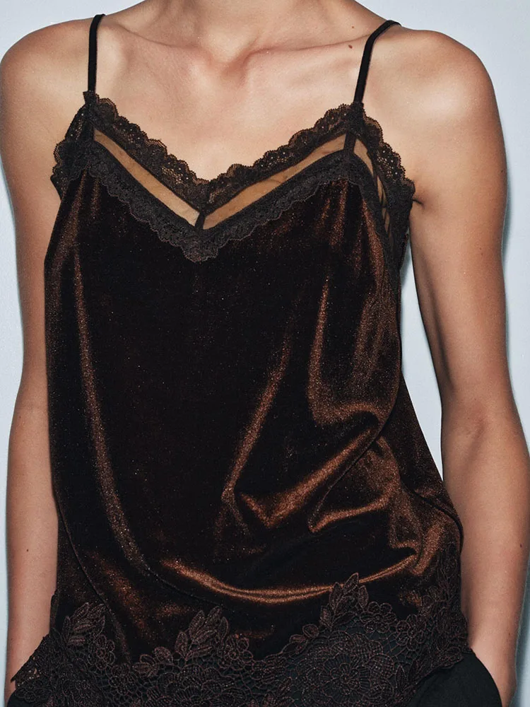 2025年冬新作 レディース ファッション スリム レース ベルベット 下着 スリップトップ エスニック ステージ衣装 Tシャツ 大きいサイズ女性向け