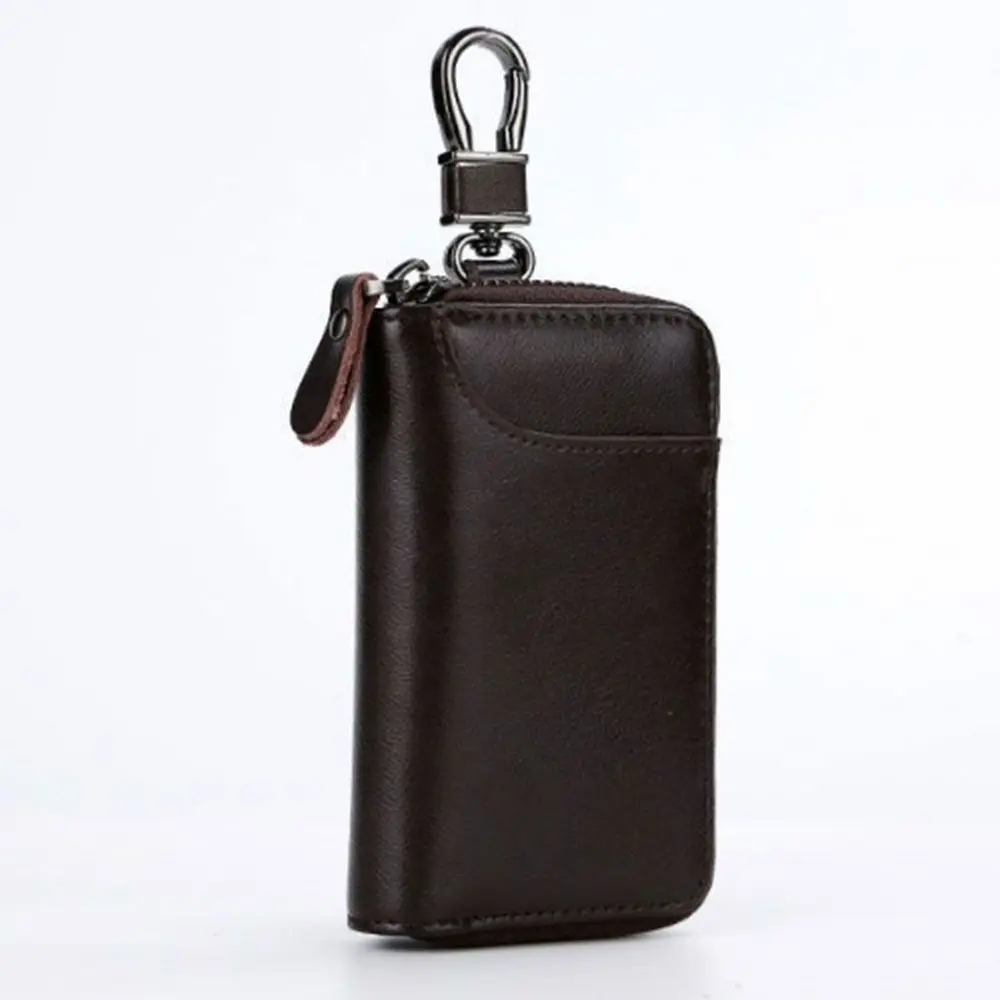 Multi-functional Retro Key Organizer Pouch Fashion PU Leather Car Key Wallet Zipper Portable Key Storage Case Commuting Use