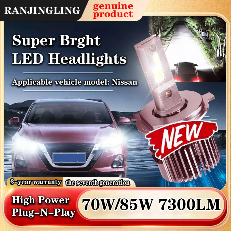 

RANJINGLING LED Laser Headlights Seventh Generation 70W/85W White Light Silent Applicable to Nissan Automotive Headlight Bulbs