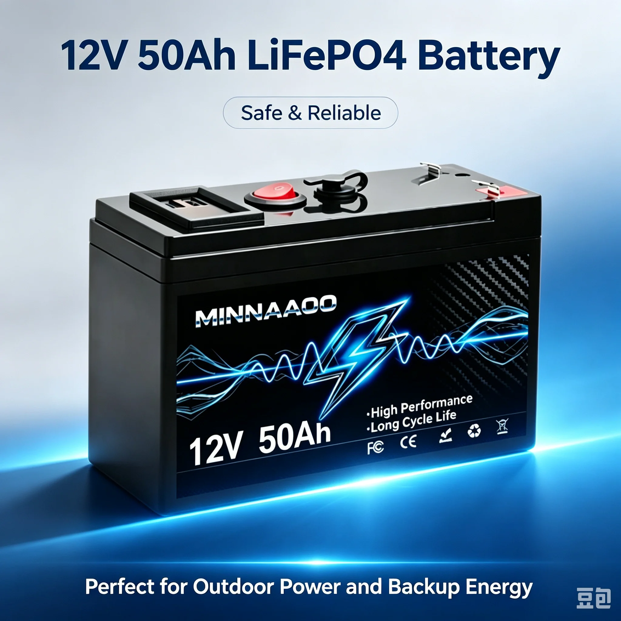 Großkapazitäts-12V-50Ah-LiFePO4-Lithiumspeicherpack mit 21700-Zellen, Deep-Cycle, eingebautem BMS für Off-Grid-Solaranlagen, Camping, Wohnmobile, Marineboote
