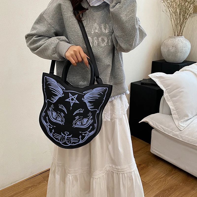 

Punk style avant-garde Y2K fashion cat design handbag dark Halloween Christmas punk style bag shoulder bag crossbody bag
