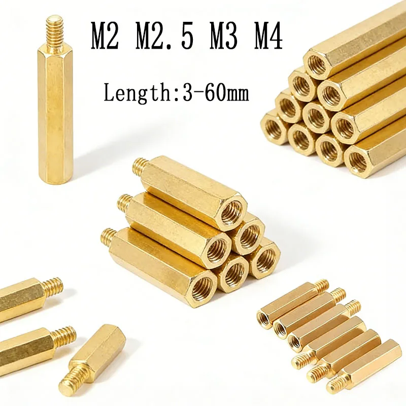 M2 M2.5 M3 M4 Hex Brass Male Female Standoff Board Rack Stud Hexagon Threaded Pillar PCB Column Motherboard Spacer Bolt Screw