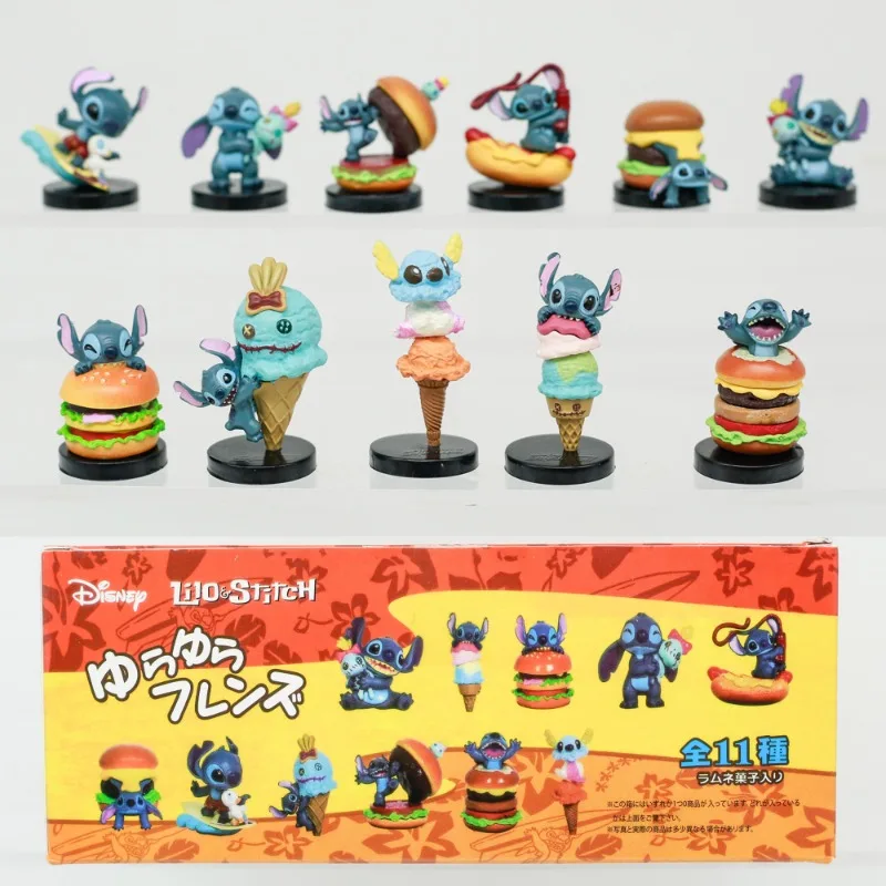 

11Pcs/Set Stitch Blind Box Toys Burgers Ice Cream Food Series Anime Figure Doll Gifts Toys Collect Ornaments