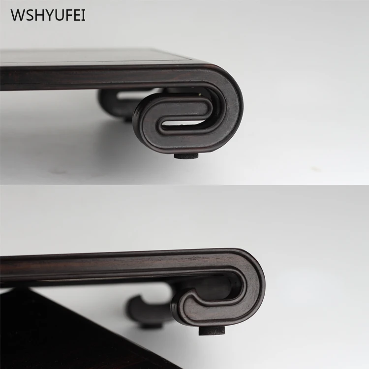 Ebony book scroll ornament base Potted plant base Rectangular bracket living room Tea House home decoration Carving handicrafts