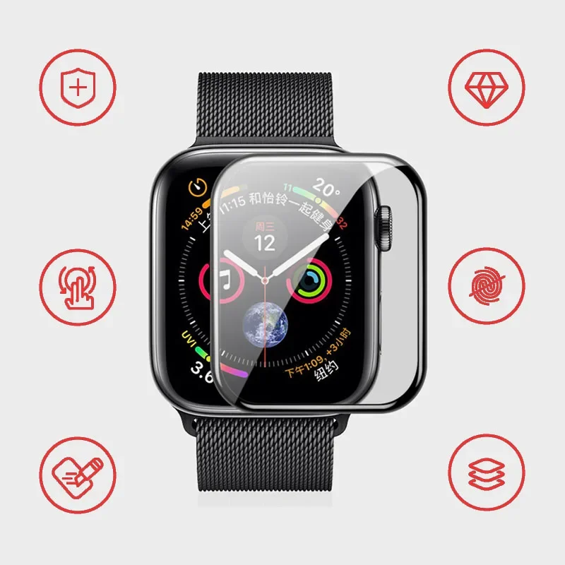 Film souple pour Apple Watch, protecteur d'écran incurvé 9D, 44mm, 45mm, 49mm, 40mm, 41mm, 38mm, 42mm, iWatch ultra 2, série 9, 8, 7, SE, 6, 5, 4, 3