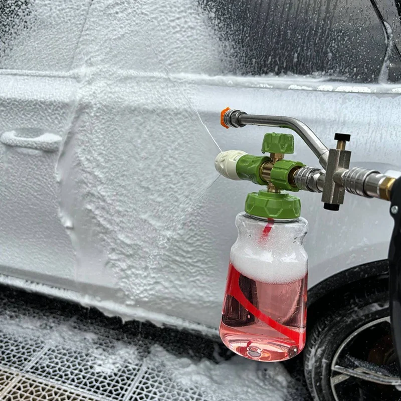 Foam Cannon With Double Tip Attachment,Adjustable Pressure Washer Foam,5 Power Washer Sprayer Nozzles,1/4Inch