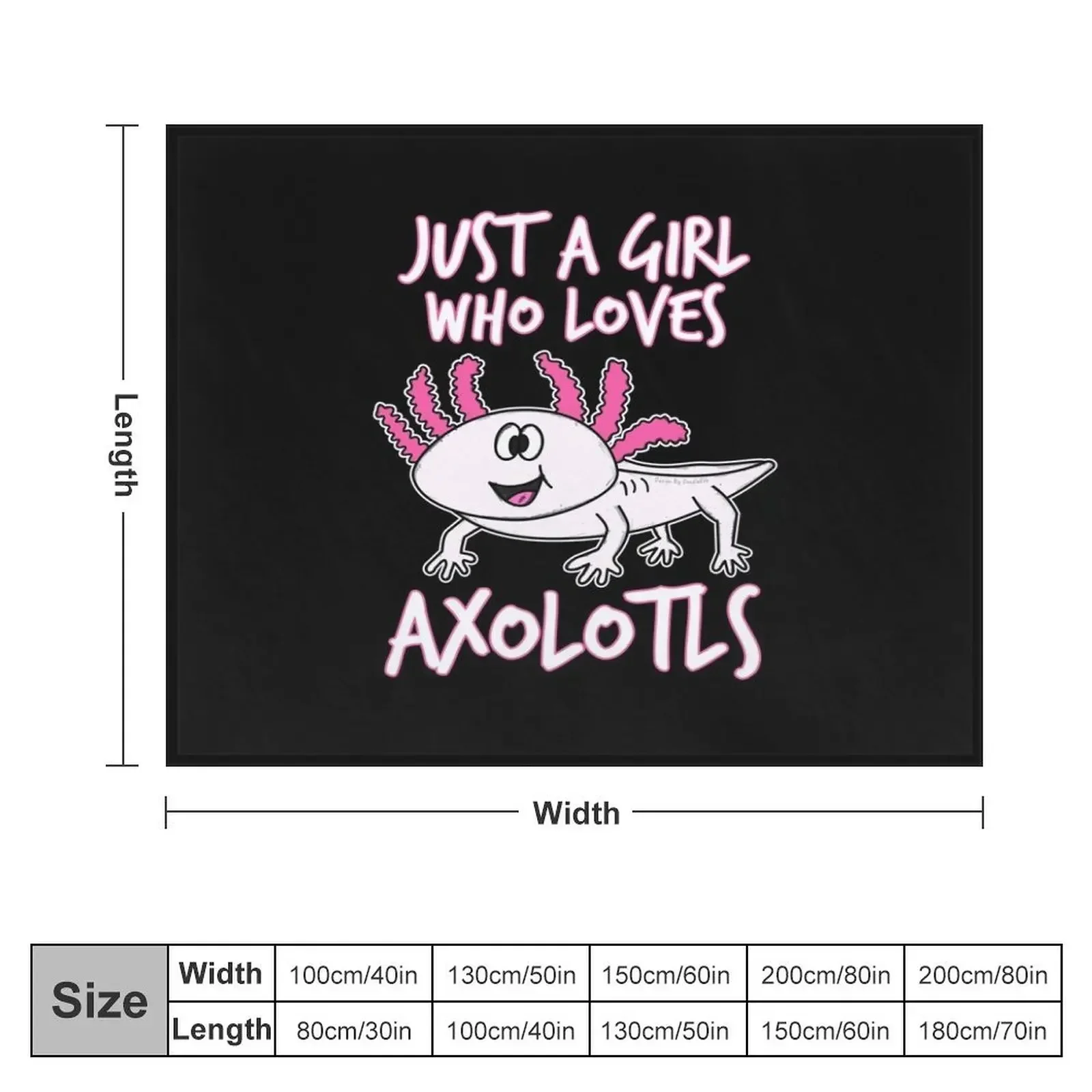 Just A Girl Who Loves Axolotls Funny Axolotl Throw Blanket Flannels Furrys Picnic Blankets