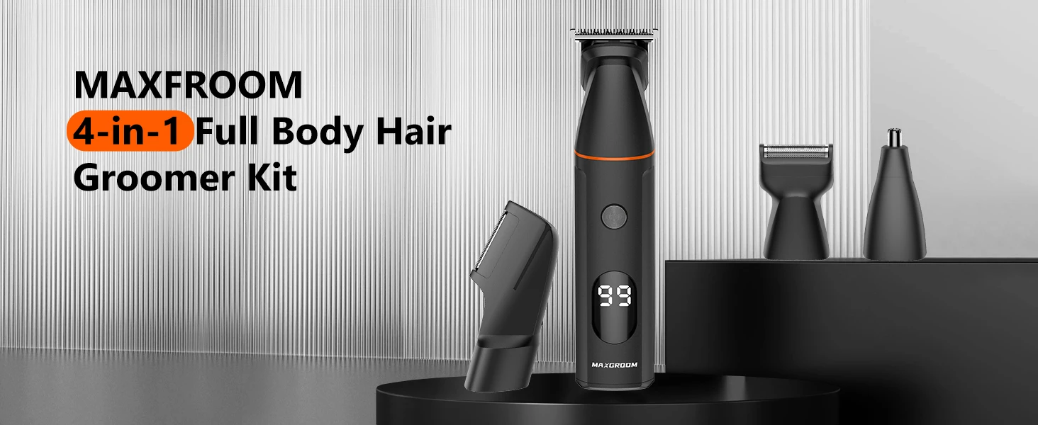 MAXGROOM Körperhaarschneider-Set für Männer, Schamrasierer, Haar-Nasen- und Bartschneider, elektrisch, IPX6, wasserdicht, Leistengegend, 4-in-1-Rasierer für Männer – Detail 2