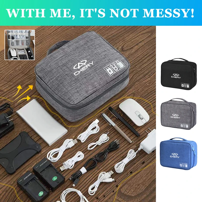 Estuche de almacenamiento para cables de datos de coche, bolsa de protección para disco duro USB, para Chery Tiggo 5 2 3 7 PRO 8 5X Amulet IQ QQ Fulwin Face