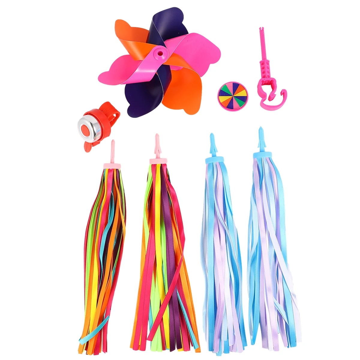 

Bicycle Accessories Blue Ribbon Red Bell Pink Windmill Streamers Kids Bike Scooter Decor Plastic Windmill Bright