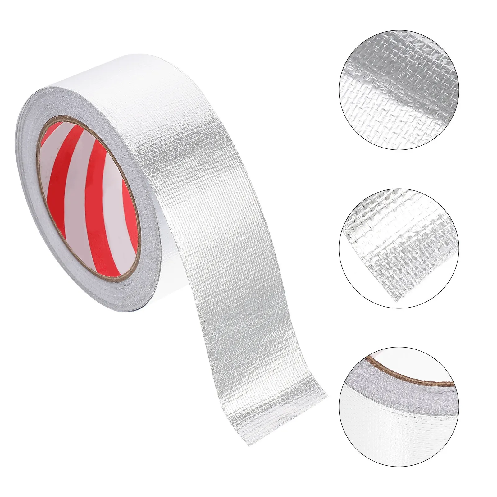 1 Roll Fiberglass Aluminum Foil Tape Heat Resistant Waterproof Fireproof Repairing Sealing Tape for Pipe Insulation and Joint