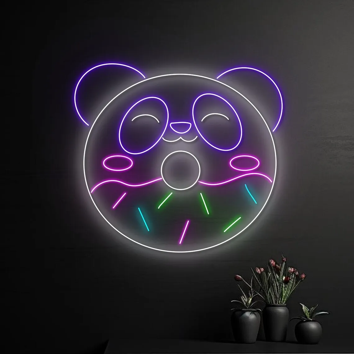 Panda Donut Neon Sign Bedroom Wall Decor Neon Sign Cake Baker Led Sign